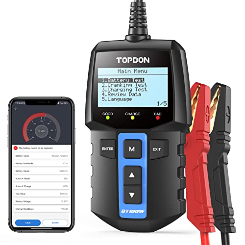 2-in-1-Car-Battery-Tester-TOPDON-BT100W-12V-Bluetooth-Battery-Tester-Automotive-100-2000-CCA-Alternator-Tester-Digital-Battery-Load-Tester-Charging-Cranking-System-Tester-Supported-Battery-Library-0