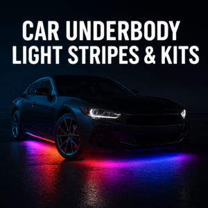 Car underbody light stripes and kits