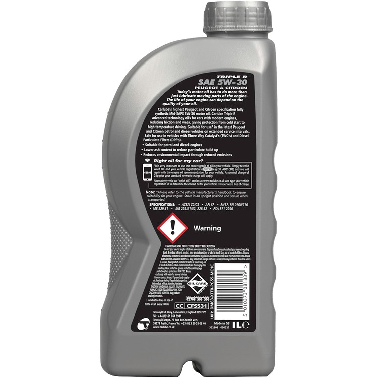 carlube-triple-r-5w-30-acea-c2c3-api-sp-fully-synthetic-engine-oil-1l-02-wpm