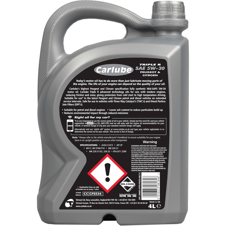 carlube-triple-r-5w-30-acea-c2c3-api-sp-fully-synthetic-engine-oil-4l-02-qqd