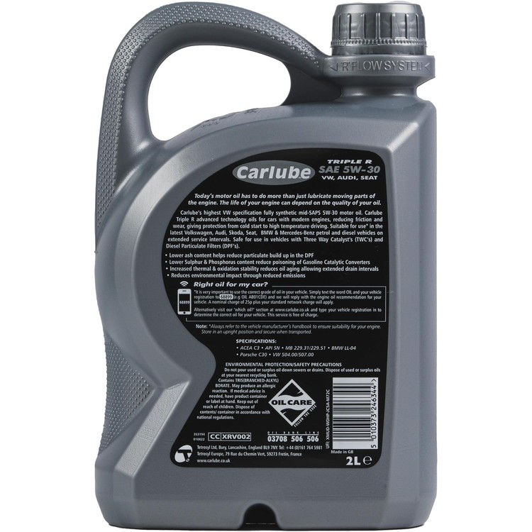 carlube-triple-r-5w-30-acea-c3-vw-fully-synthetic-engine-oil-2l-02-qkd