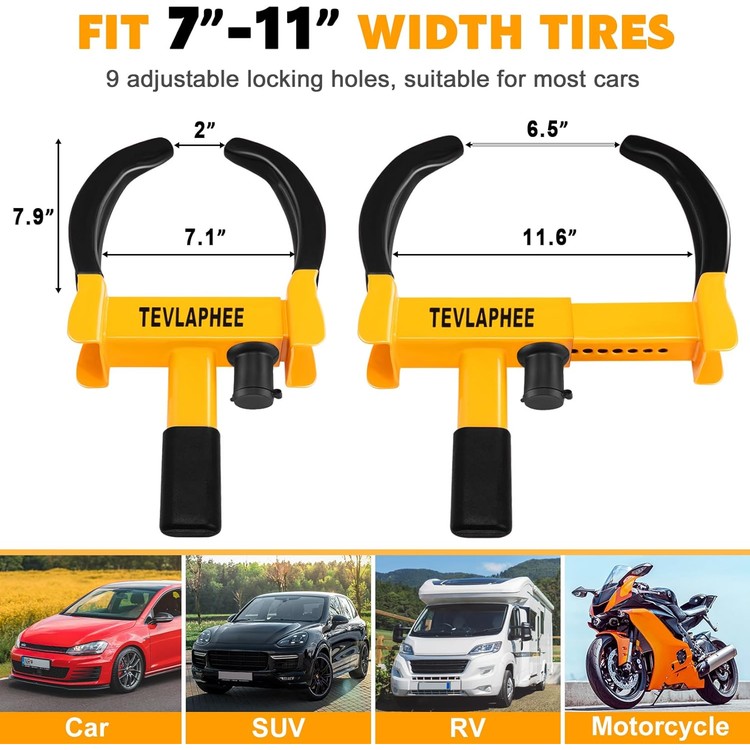 tevlaphee-wheel-clamp-lock-heavy-duty-anti-theft-adjustable-security-for-cars-vans-motorhomes-fits-7-11-tyres-weatherproof-vandal-resistant-design-bla-06-ldd
